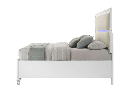 ACME Furniture - Tarian Queen Bed w/Storage & LED - White Boucle & Pearl White - BD02317Q veiw 3