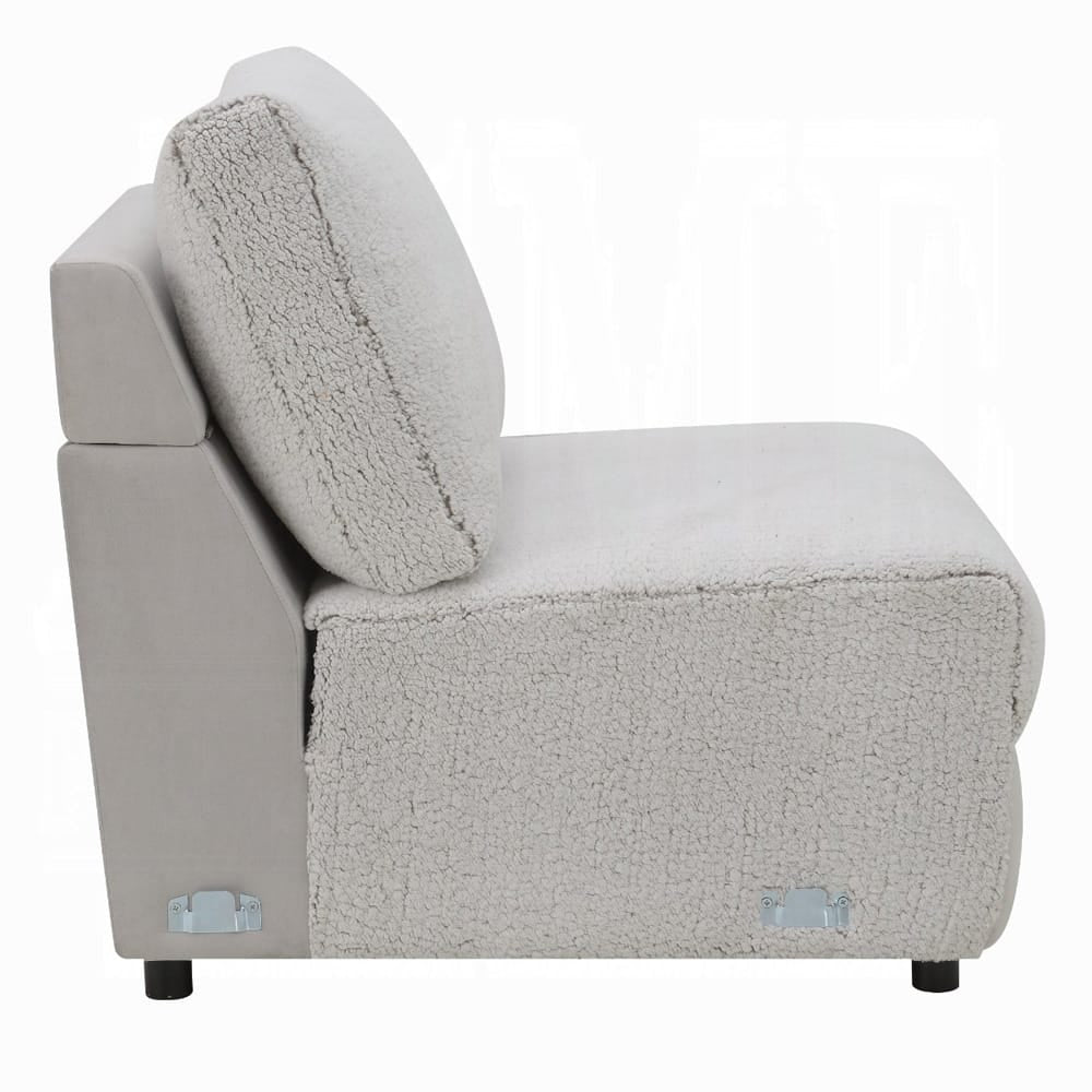 ACME Furniture - Tarrance - Modular Armless Chair - GraySherpa & Velvet - LV04894 view 3