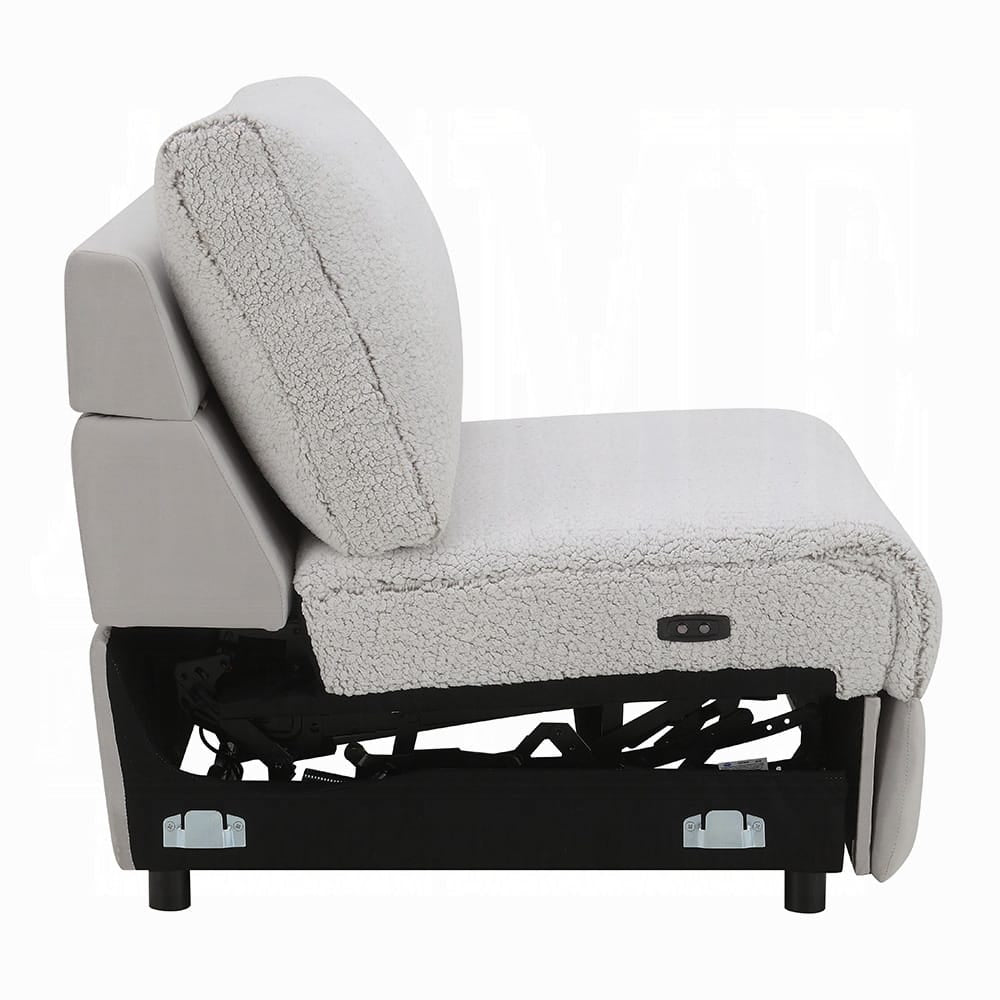 ACME Furniture - Tarrance - Modular Power Armless Recliner - GraySherpa & Velvet - LV04892 view 3