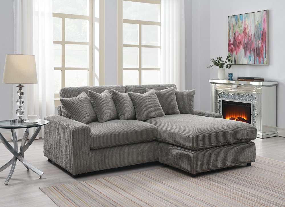 ACME Furniture - Tavia Sectional Sofa w/6 Pillows - Gray Corduroy - LV01882 veiw 1