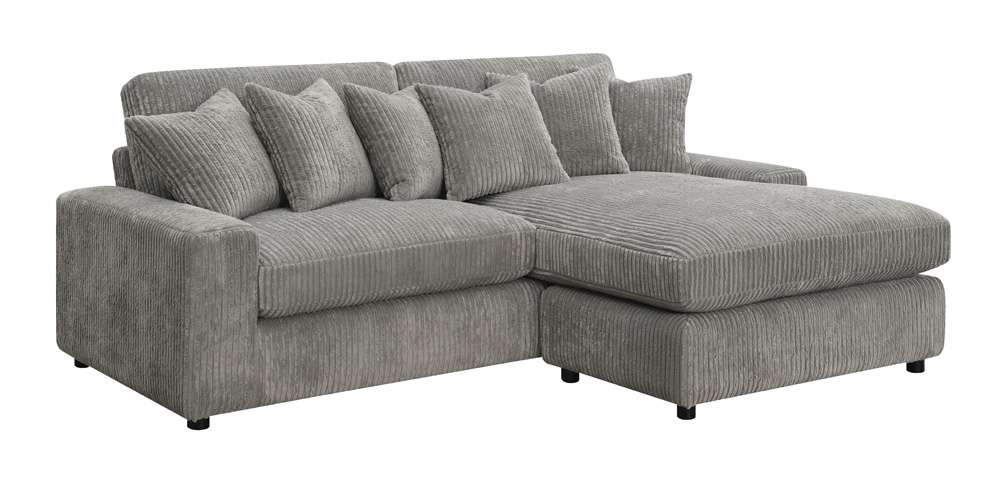 ACME Furniture - Tavia Sectional Sofa w/6 Pillows - Gray Corduroy - LV01882 veiw 2