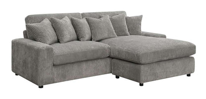 ACME Furniture - Tavia Sectional Sofa w/6 Pillows - Gray Corduroy - LV01882 veiw 2