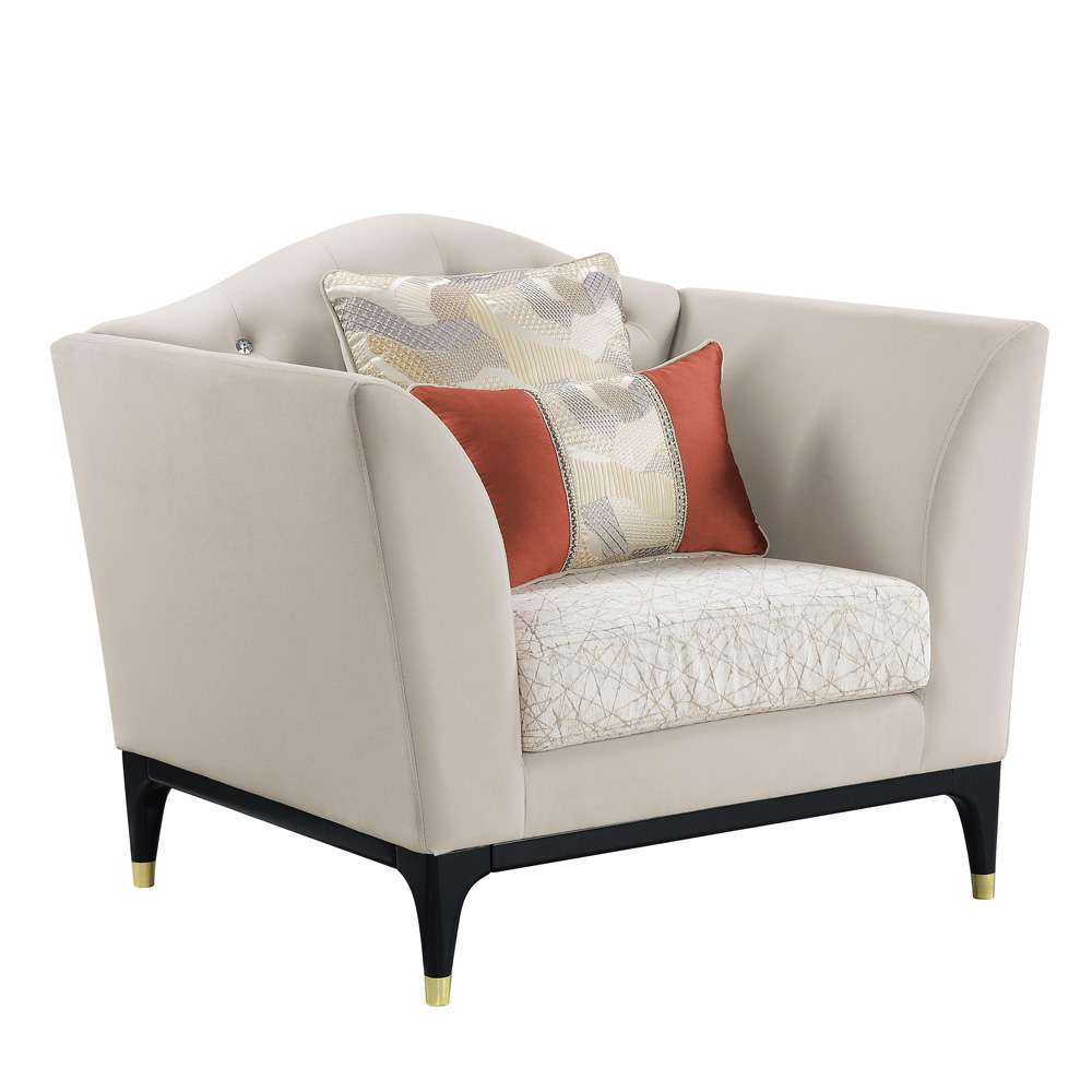 ACME Furniture - Tayden Chair w/2 Pillows - Beige Velvet - LV01157 veiw 1