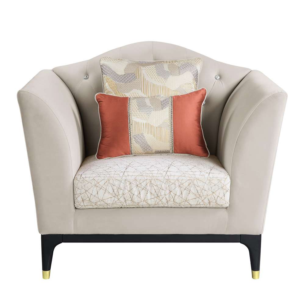 ACME Furniture - Tayden Chair w/2 Pillows - Beige Velvet - LV01157 veiw 2