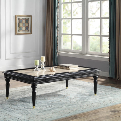 ACME Furniture - Tayden - Coffee Table w/Marble Top - Natural Marble Top & Black Finish - LV01158 view 4