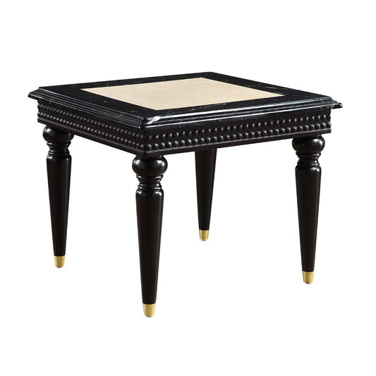 ACME Furniture - Tayden End Table w/Marble Top - Natural Marble Top & Black - LV01159 view 1