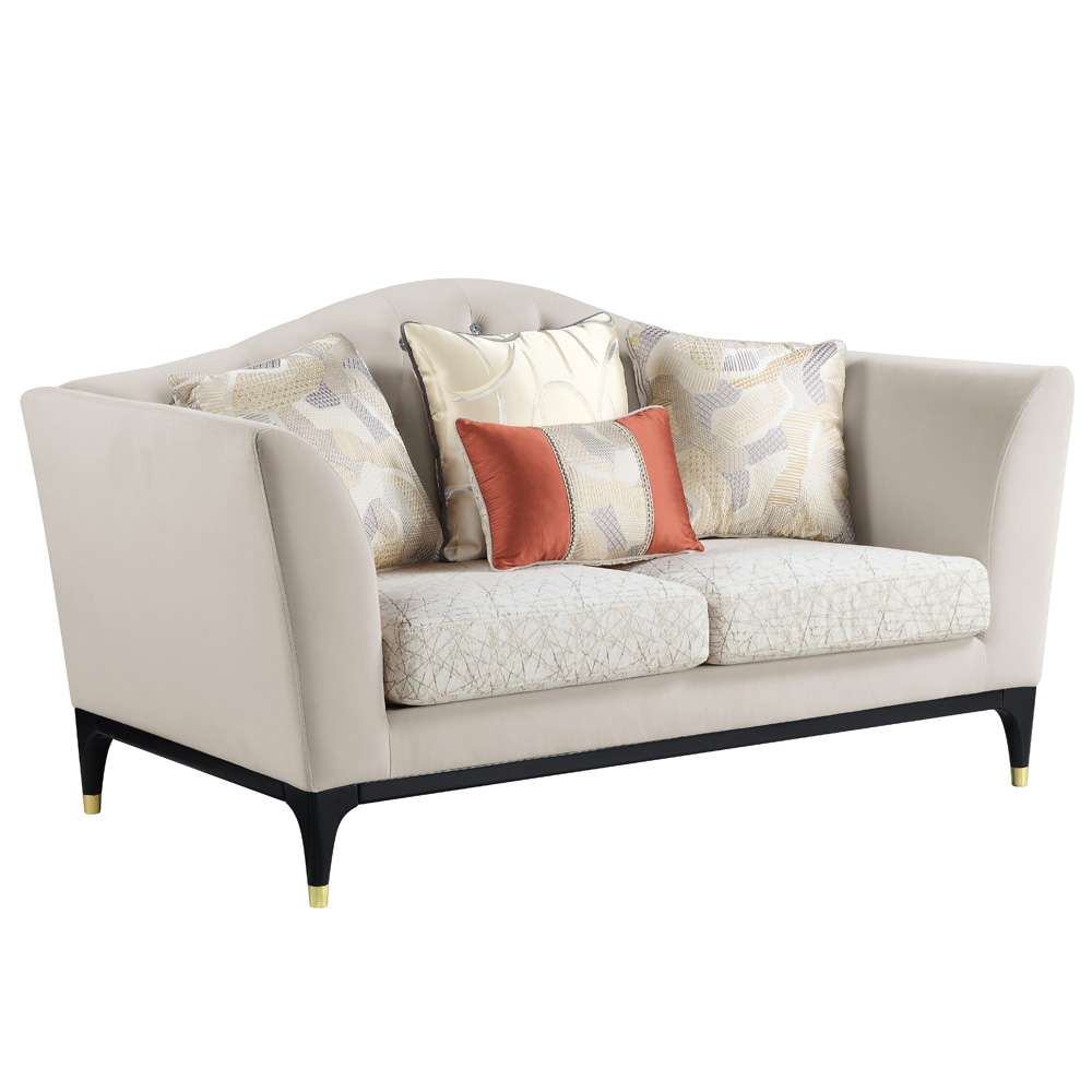 ACME Furniture - Tayden Loveseat w/4 Pillows - Beige Velvet - LV01156 veiw 1
