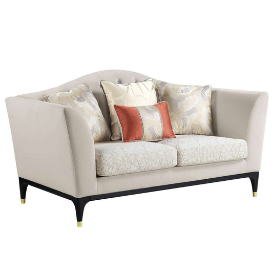 ACME Furniture - Tayden Loveseat w/4 Pillows - Beige Velvet - LV01156 veiw 1
