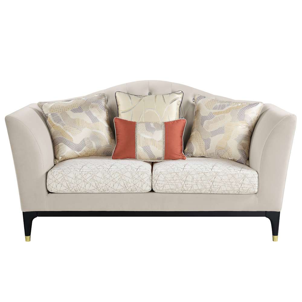 ACME Furniture - Tayden Loveseat w/4 Pillows - Beige Velvet - LV01156 veiw 2