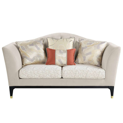 ACME Furniture - Tayden Loveseat w/4 Pillows - Beige Velvet - LV01156 veiw 2