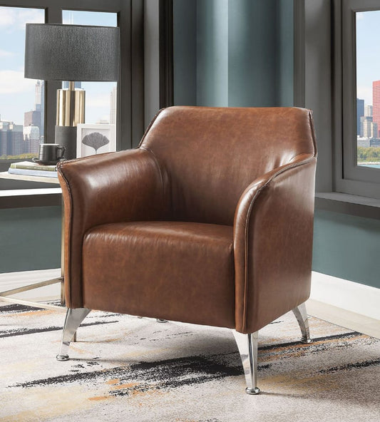 ACME Furniture - Teague - Accent Chair - Brown Synthetic Leather - 59521 view 2
