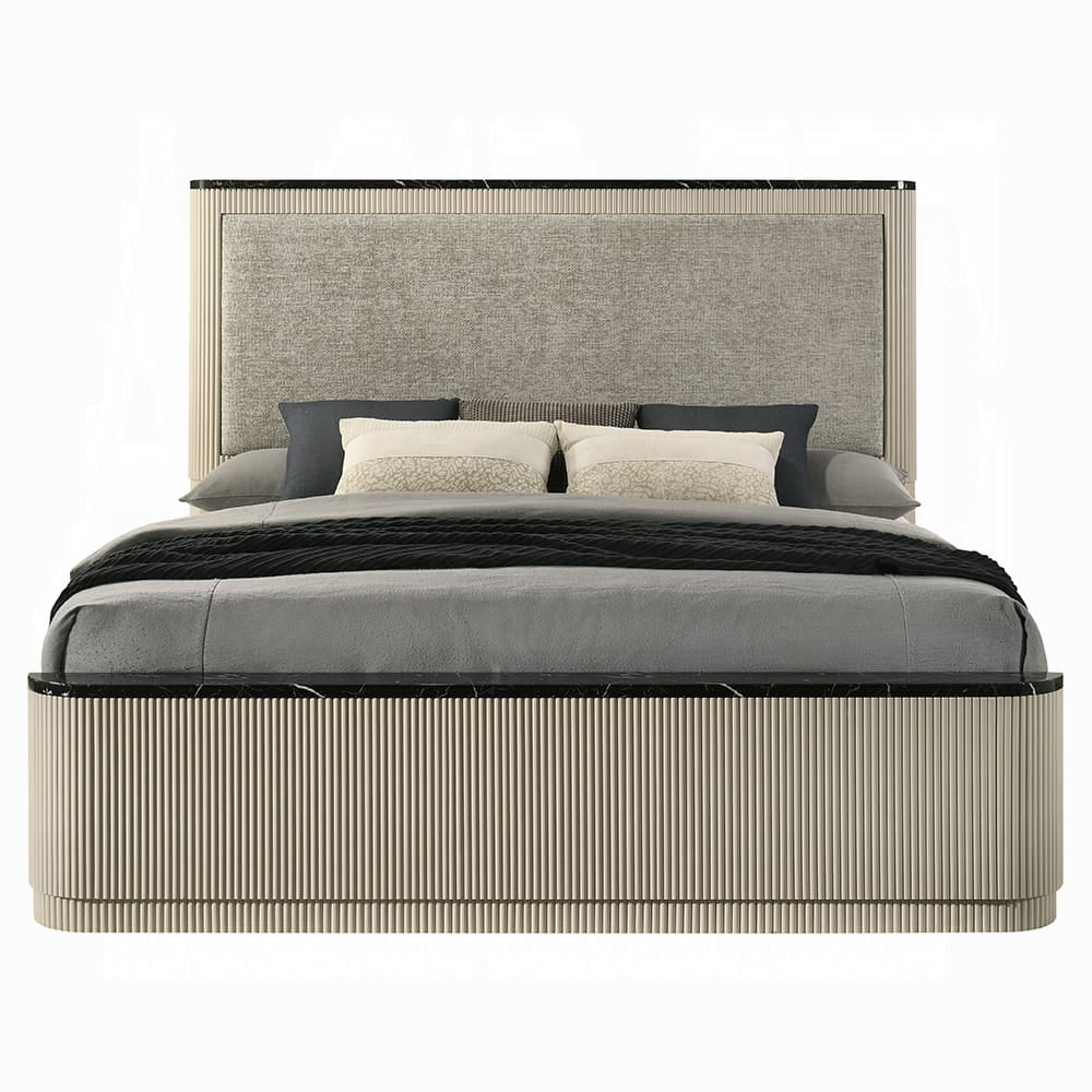 ACME Furniture - Travonte - Eastern King Bed  - Gray Linen & Beige - BD04881EK view 2