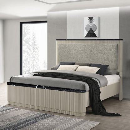 ACME Furniture - Travonte - Eastern King Bed  - Gray Linen & Beige - BD04881EK view 5