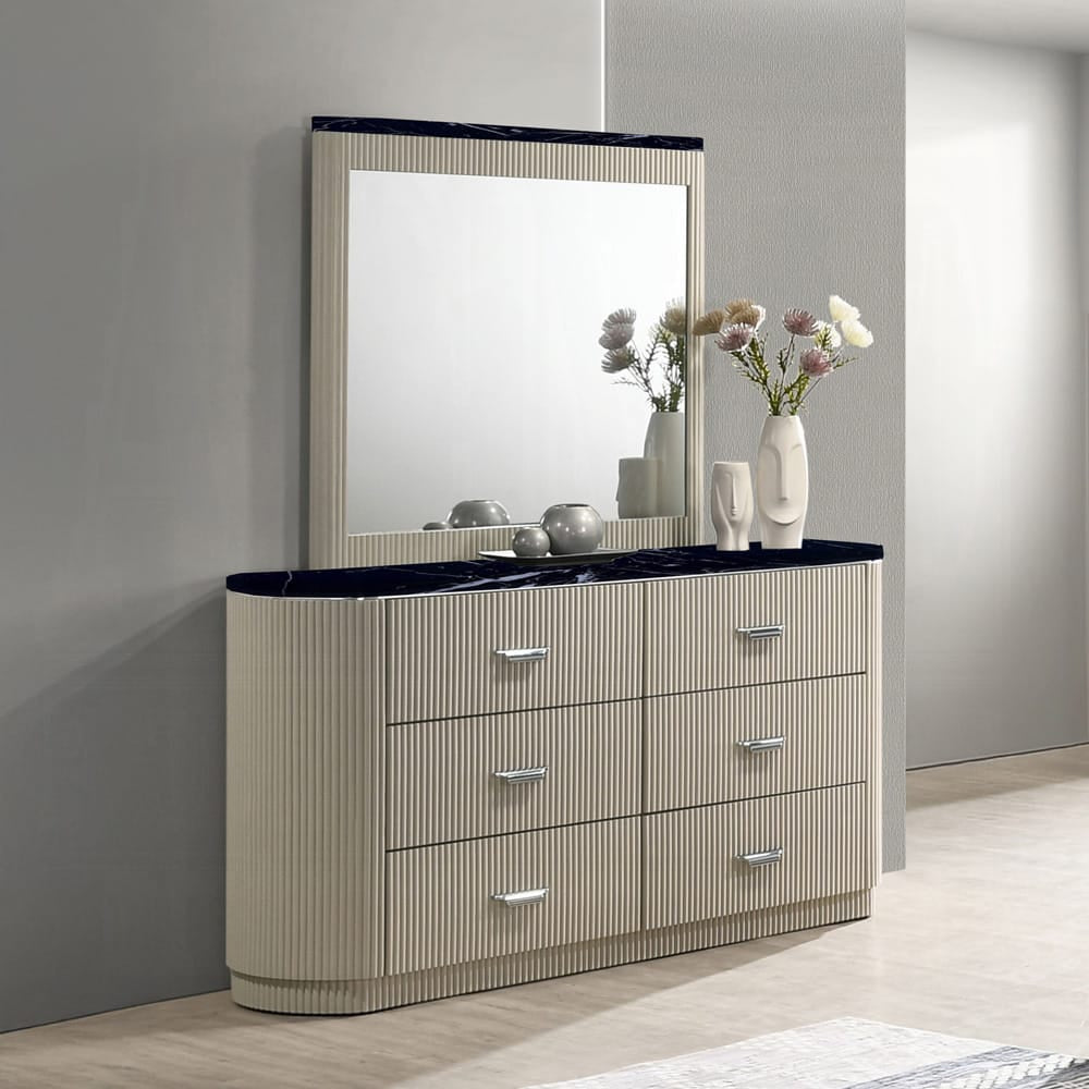 ACME Furniture - Travonte - Mirror - Gray Linen & Beige - BD04884 view 3