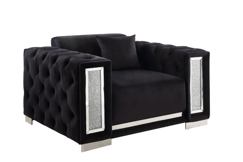 ACME Furniture - Trislar - Chair w/Pillow - Black Velvet - 52527 view 1