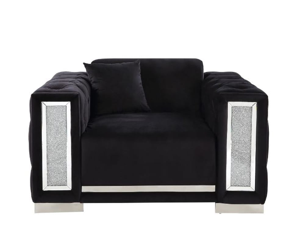 ACME Furniture - Trislar - Chair w/Pillow - Black Velvet - 52527 view 2
