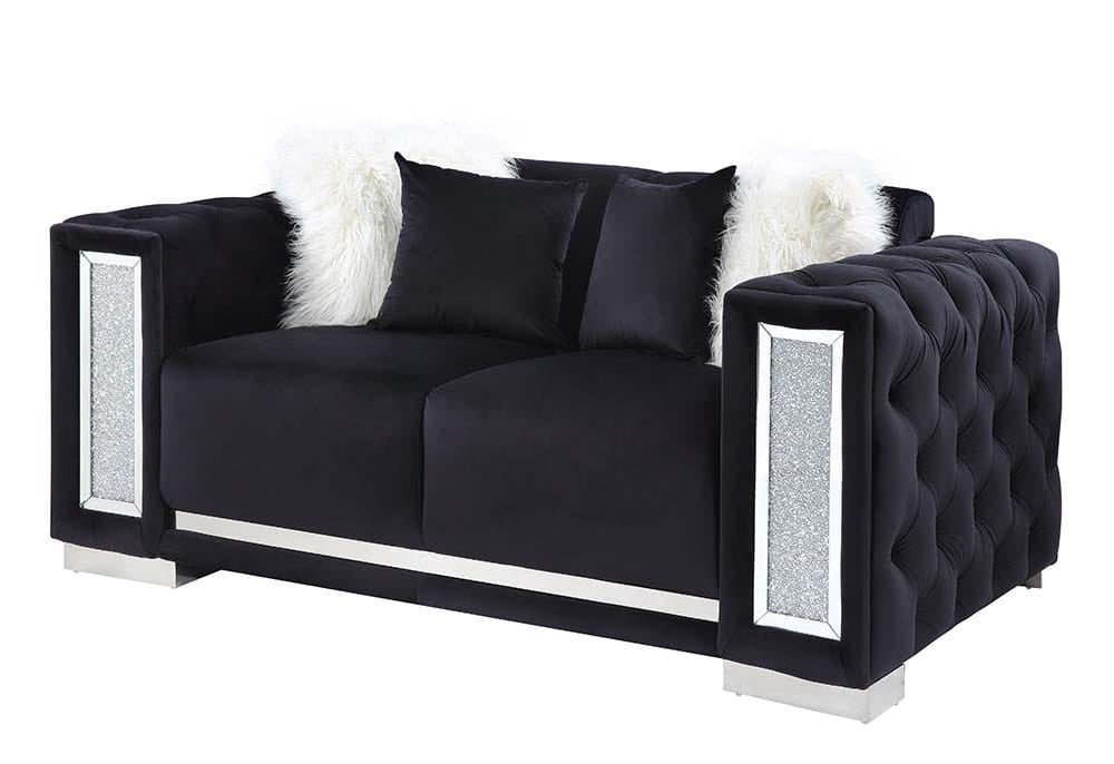 ACME Furniture - Trislar - Loveseat w/4 Pillows - Black Velvet - LV01398 view 1