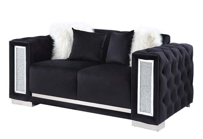 ACME Furniture - Trislar - Loveseat w/4 Pillows - Black Velvet - LV01398 view 1