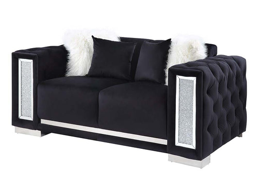 ACME Furniture - Trislar - Loveseat w/4 Pillows - Black Velvet - LV01398 view 1