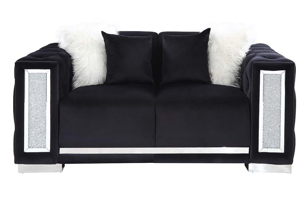ACME Furniture - Trislar - Loveseat w/4 Pillows - Black Velvet - LV01398 view 2