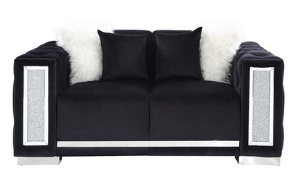 ACME Furniture - Trislar - Loveseat w/4 Pillows - Black Velvet - LV01398 view 2