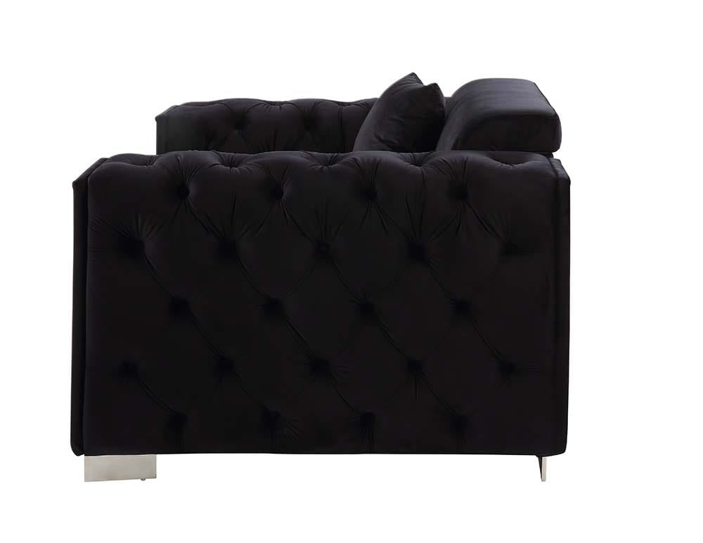 ACME Furniture - Trislar - Loveseat w/4 Pillows - Black Velvet - LV01398 view 3