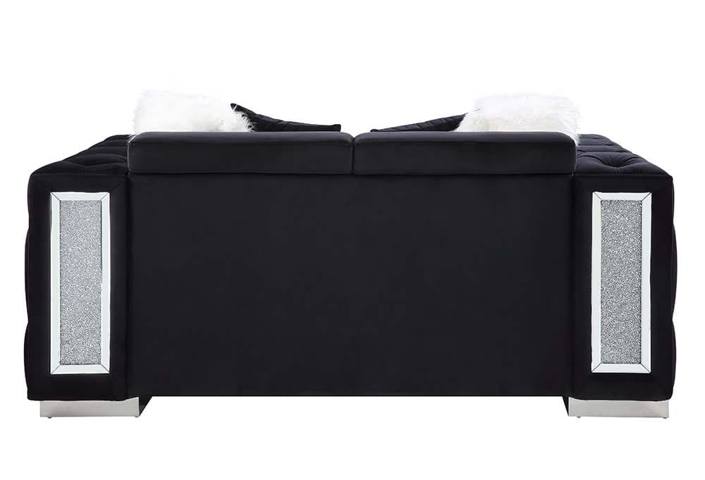 ACME Furniture - Trislar - Loveseat w/4 Pillows - Black Velvet - LV01398 view 4