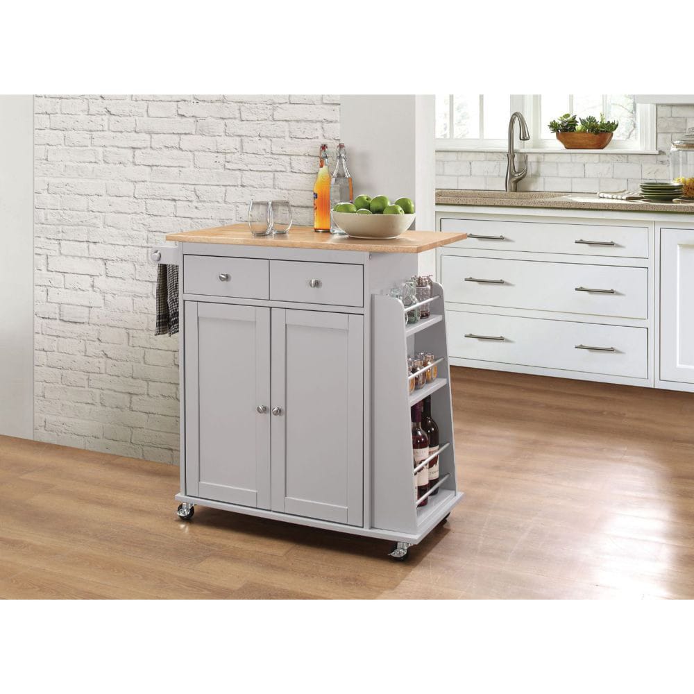 ACME Furniture - Tullarick - Kitchen Cart - Natural & Gray - 98310 view 2