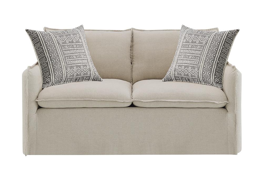 ACME Furniture - Upendo Loveseat w/2 Pillows - Beige Linen - LV03081 view 2
