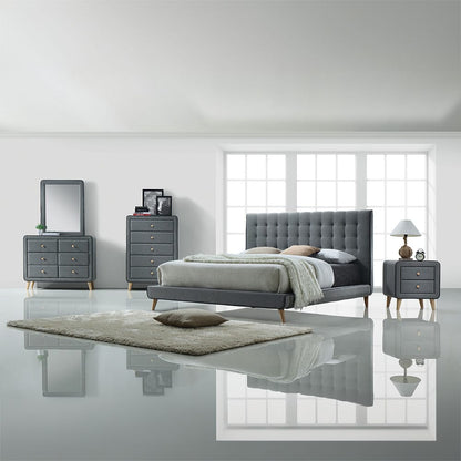 ACME Furniture - Valda - Nightstand - Light Gray Fabric - 24523 view 4
