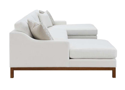 ACME Furniture - Valiant Sectional Sofa w/4 Pillows - Ivory Chenille - LV01881 veiw 4