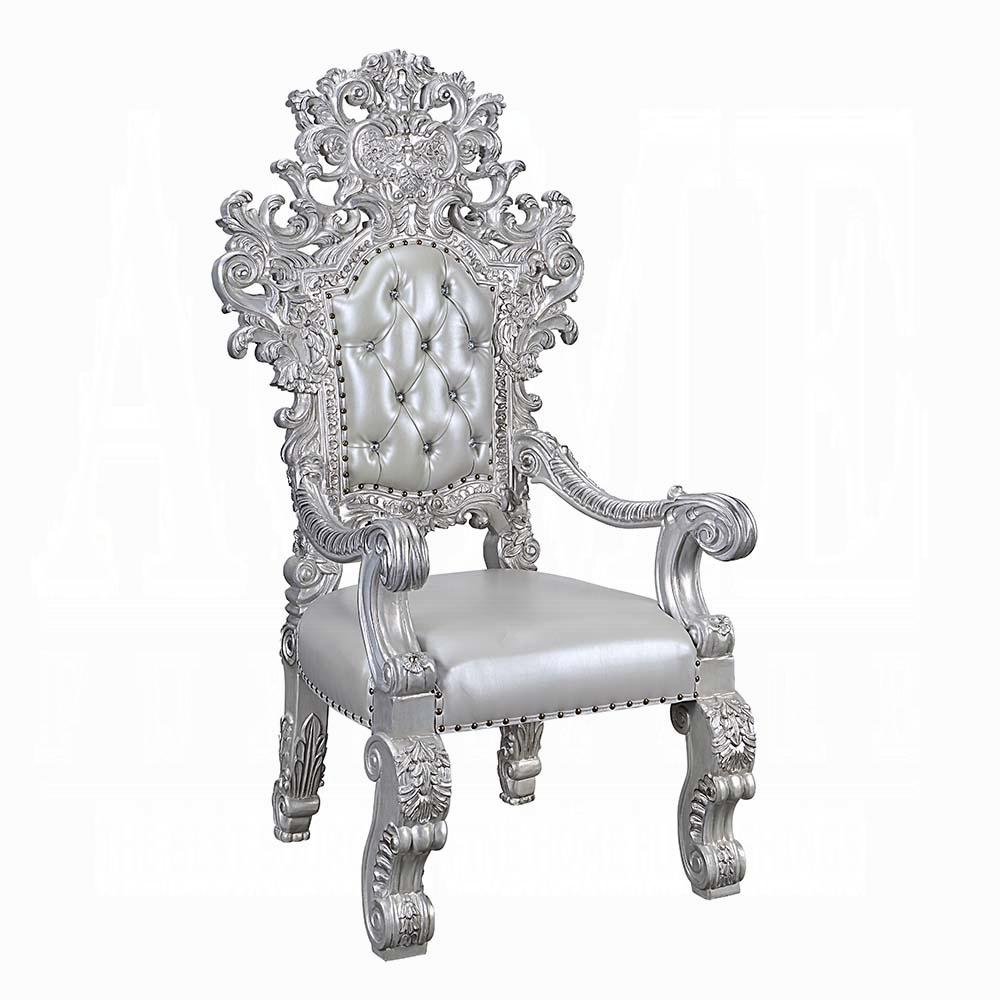 ACME Furniture - Valkyrie Arm Chair (Set of 2) - Synthetic Leather, Antique Platinum Finish - DN00691 view 2