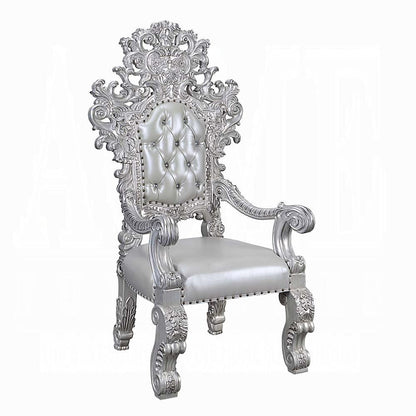 ACME Furniture - Valkyrie Arm Chair (Set of 2) - Synthetic Leather, Antique Platinum Finish - DN00691 view 2