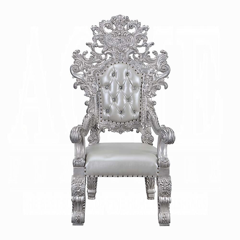ACME Furniture - Valkyrie Arm Chair (Set of 2) - Synthetic Leather, Antique Platinum Finish - DN00691 view 3