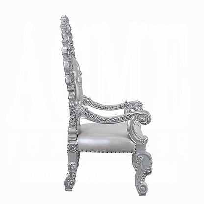 ACME Furniture - Valkyrie Arm Chair (Set of 2) - Synthetic Leather, Antique Platinum Finish - DN00691 view 4