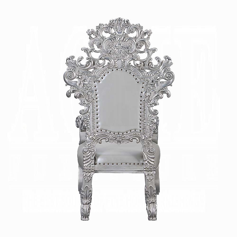 ACME Furniture - Valkyrie Arm Chair (Set of 2) - Synthetic Leather, Antique Platinum Finish - DN00691 view 5
