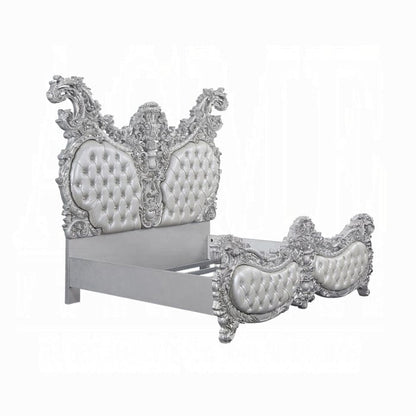 ACME Furniture - Valkyrie Eastern King Bed - Synthetic Leather - Antique Platinum - BD00683EK view 1