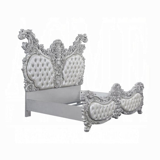 ACME Furniture - Valkyrie Eastern King Bed - Synthetic Leather - Antique Platinum - BD00683EK view 1