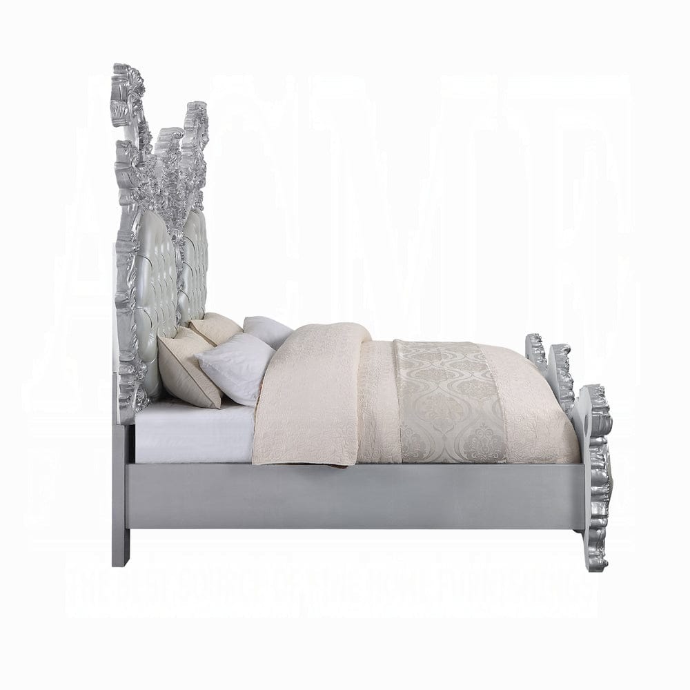 ACME Furniture - Valkyrie Eastern King Bed - Synthetic Leather - Antique Platinum - BD00683EK view 3