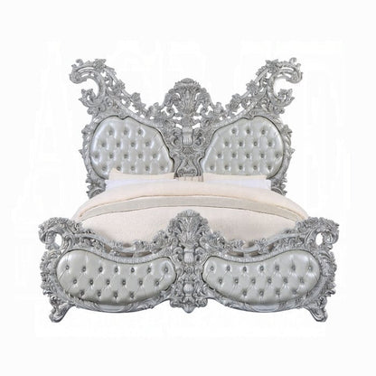 ACME Furniture - Valkyrie Eastern King Bed - Synthetic Leather - Antique Platinum - BD00683EK view 4