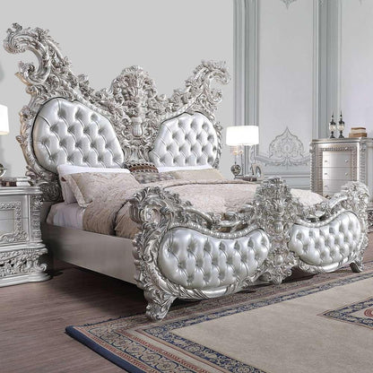 ACME Furniture - Valkyrie Eastern King Bed - Synthetic Leather - Antique Platinum - BD00683EK view 5