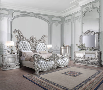 ACME Furniture - Valkyrie Eastern King Bed - Synthetic Leather - Antique Platinum - BD00683EK view 6