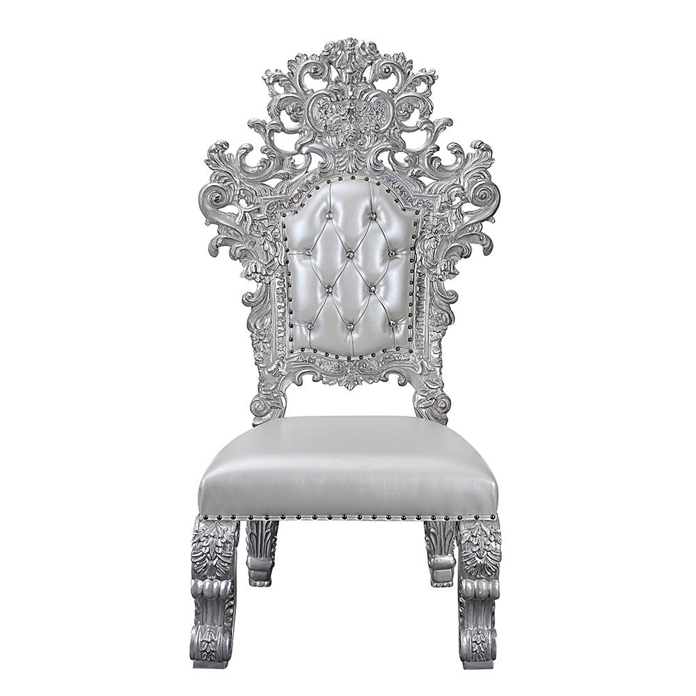 ACME Furniture - Valkyrie Side Chair (Set of 2) - Synthetic Leather, Antique Platinum Finish - DN00690 view 2