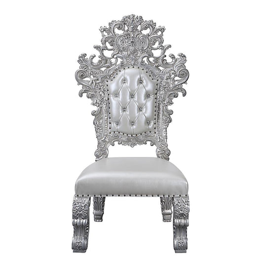 ACME Furniture - Valkyrie Side Chair (Set of 2) - Synthetic Leather, Antique Platinum Finish - DN00690 view 2