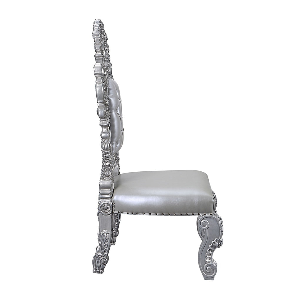 ACME Furniture - Valkyrie Side Chair (Set of 2) - Synthetic Leather, Antique Platinum Finish - DN00690 view 3