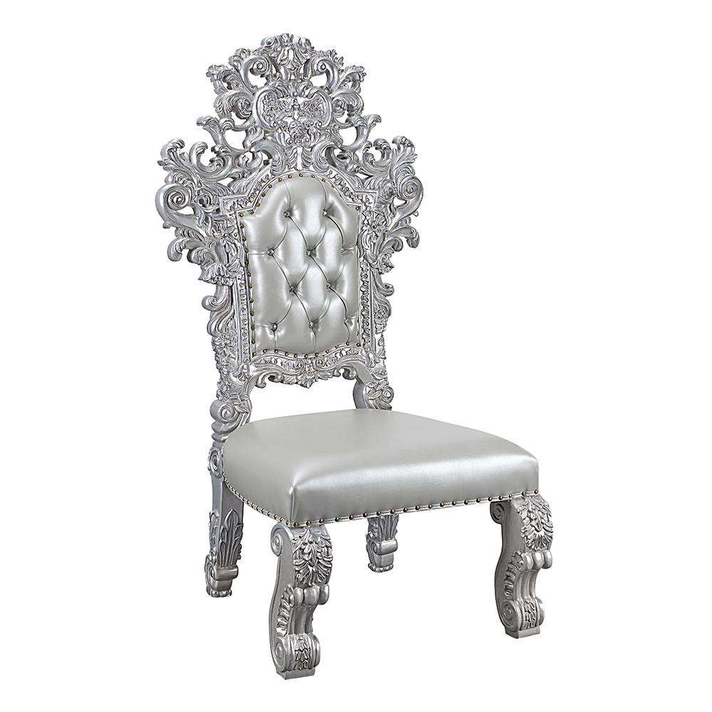 ACME Furniture - Valkyrie Side Chair (Set of 2) - Synthetic Leather, Antique Platinum Finish - DN00690 veiw 1