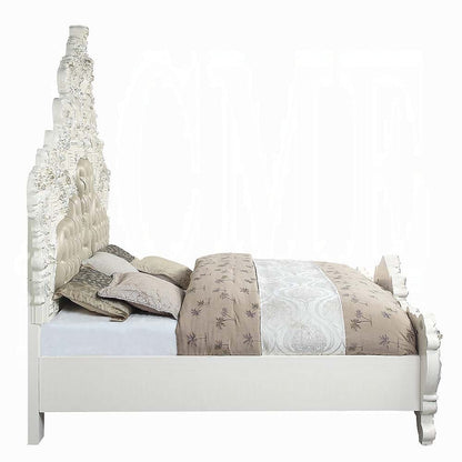 ACME Furniture - Vanaheim Eastern King Bed - Beige Synthetic Leather & Antique White - BD00671EK view 3