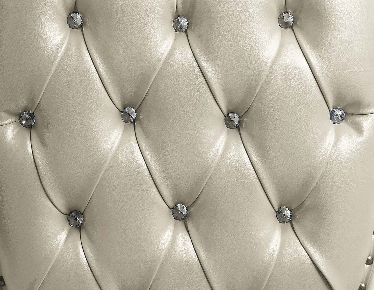 ACME Furniture - Vanaheim Eastern King Bed - Beige Synthetic Leather & Antique White - BD00671EK view 4