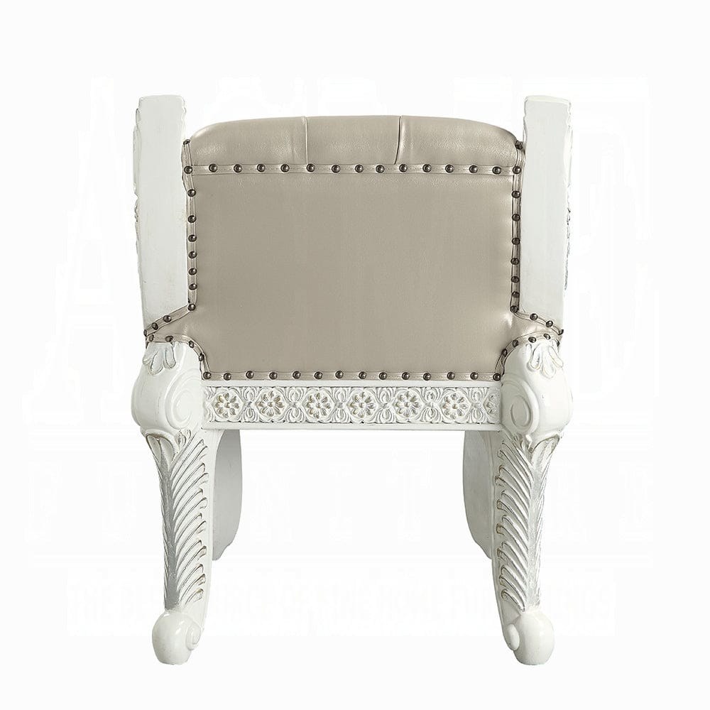 ACME Furniture - Vanaheim Vanity Stool - Beige Synthetic Leather & Antique White - BD00675 view 4