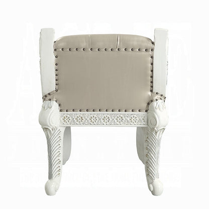 ACME Furniture - Vanaheim Vanity Stool - Beige Synthetic Leather & Antique White - BD00675 view 4